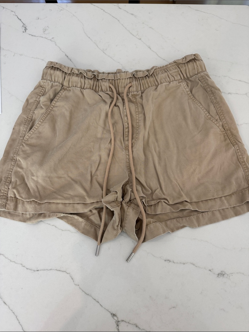 LOFT Beige Drawstring Athletic Shorts